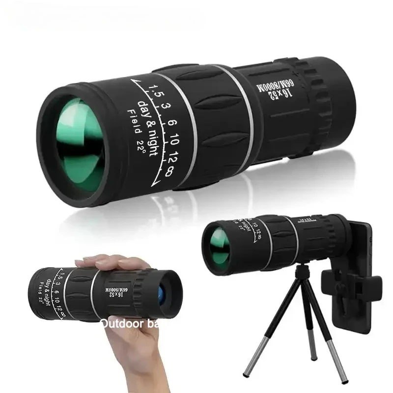 Telescopio Monocular 16x52 de Alta Potencia con Zoom Óptico de Doble Enfoque y Largo Alcance para Observación de Aves y Senderismo al Aire Libre