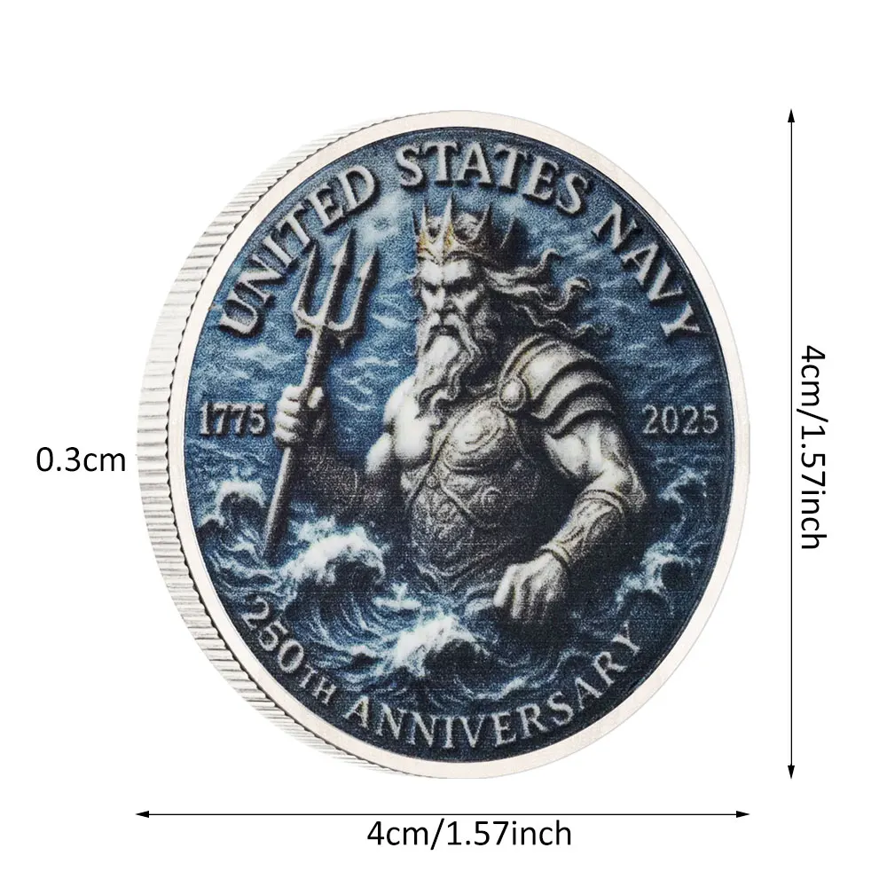 عملة تذكارية جديدة مطلية بالفضة على شكل بحرية أمريكية بوسيدون للذكرى الخمسين