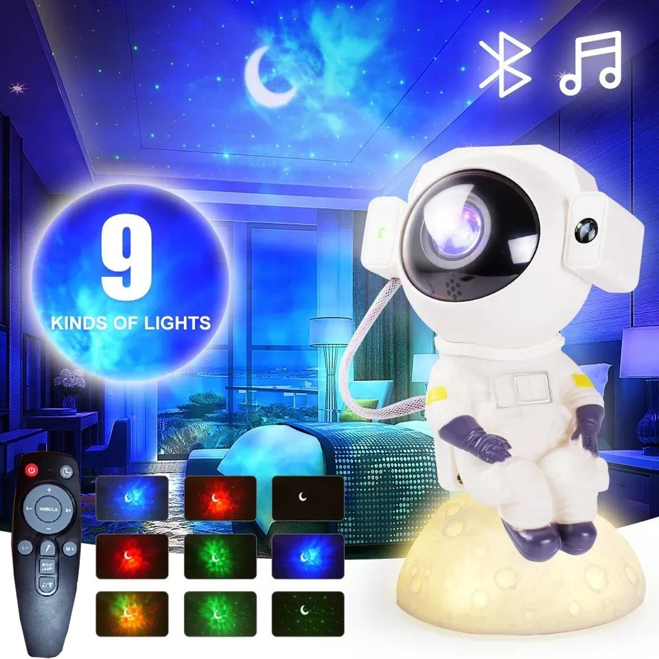 Astronaut Galaxy Projector, Star Projector Night Light with Bluetooth Speaker, Galaxy Light Projector for Bedroom, Kids, Gifts