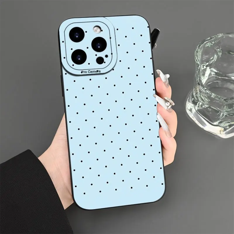 تصميم أنيق ومبتكر بنقطة زرقاء مع حافظة عدسة TPU غير لامعة لهاتف iPhone16 15 14 13 12promax #5