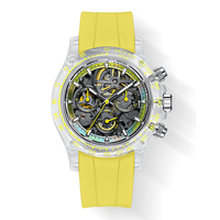 CRONUSART Men Automatic Watch 40mm Chronograph Dial Mechanical Wristwatch K9 Crystal Case Skeleton Luminous Fluororubber Strap