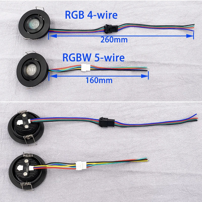 RGB RGBW 12V 3W wpuszczana szafka Mini reflektor z wyciętym otworem 42mm dekoracja pokoju KTV ściemniana z regulowanym kątem lampa sufitowa