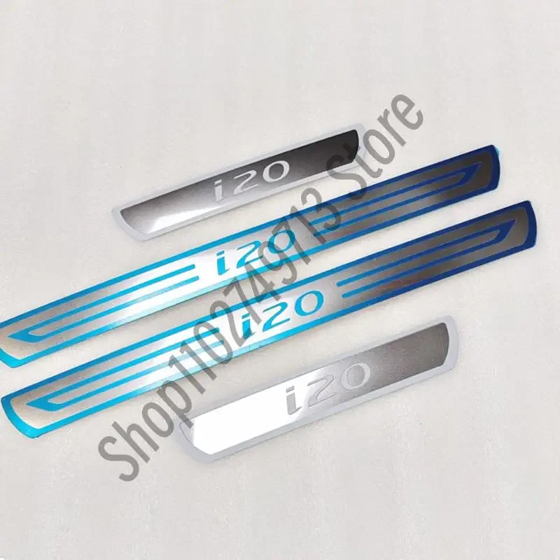 For Hyundai I20 Elite Accessories 2015-2022 Stainless Car Door Sill Kick Scuff Plate Protector Trim Cover Sticker