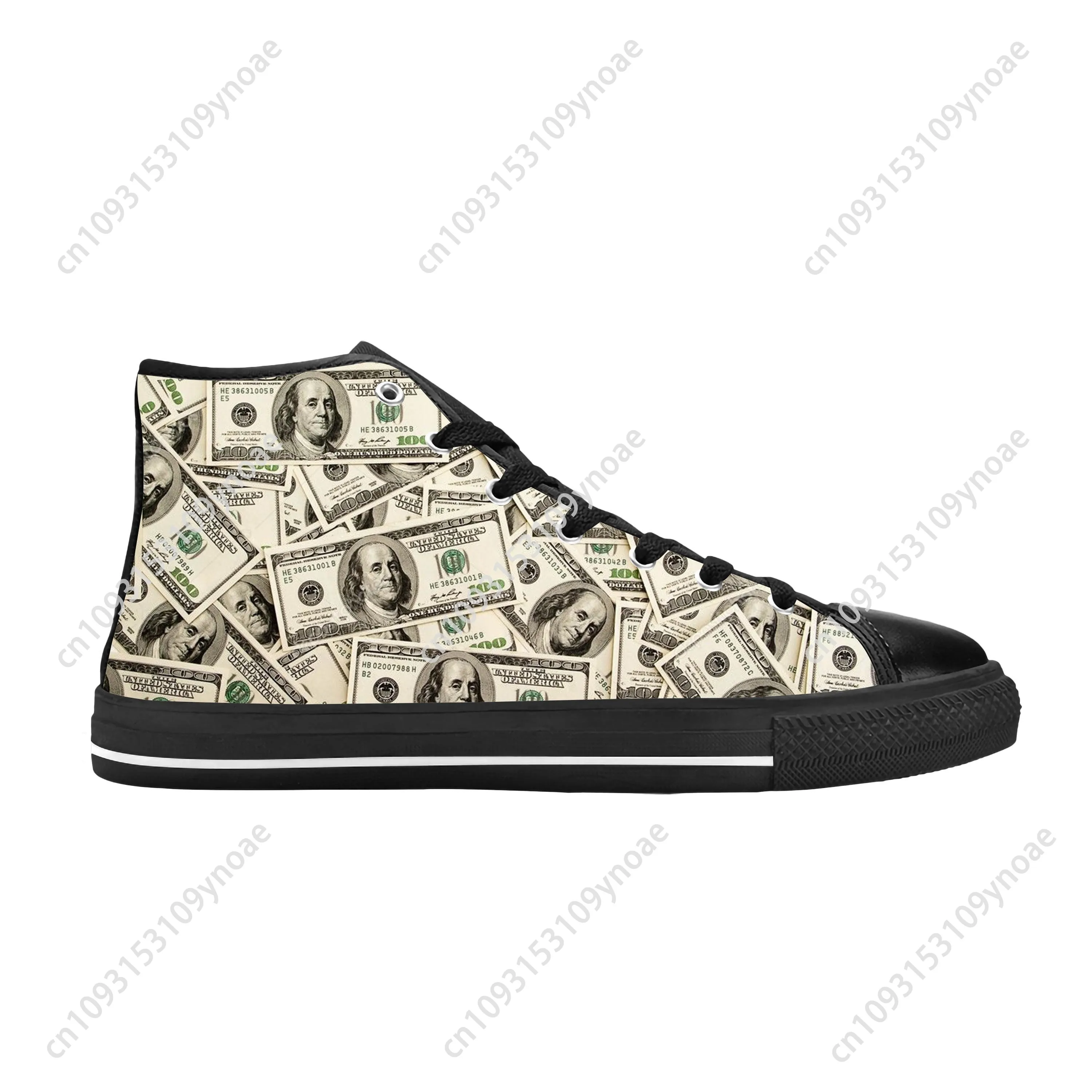 Gothic Dollar Bills Dollars Money Pattern High Top Sneakers Mens Womens Teenager Canvas Latest Sneaker Casual Shoes Custom Shoe