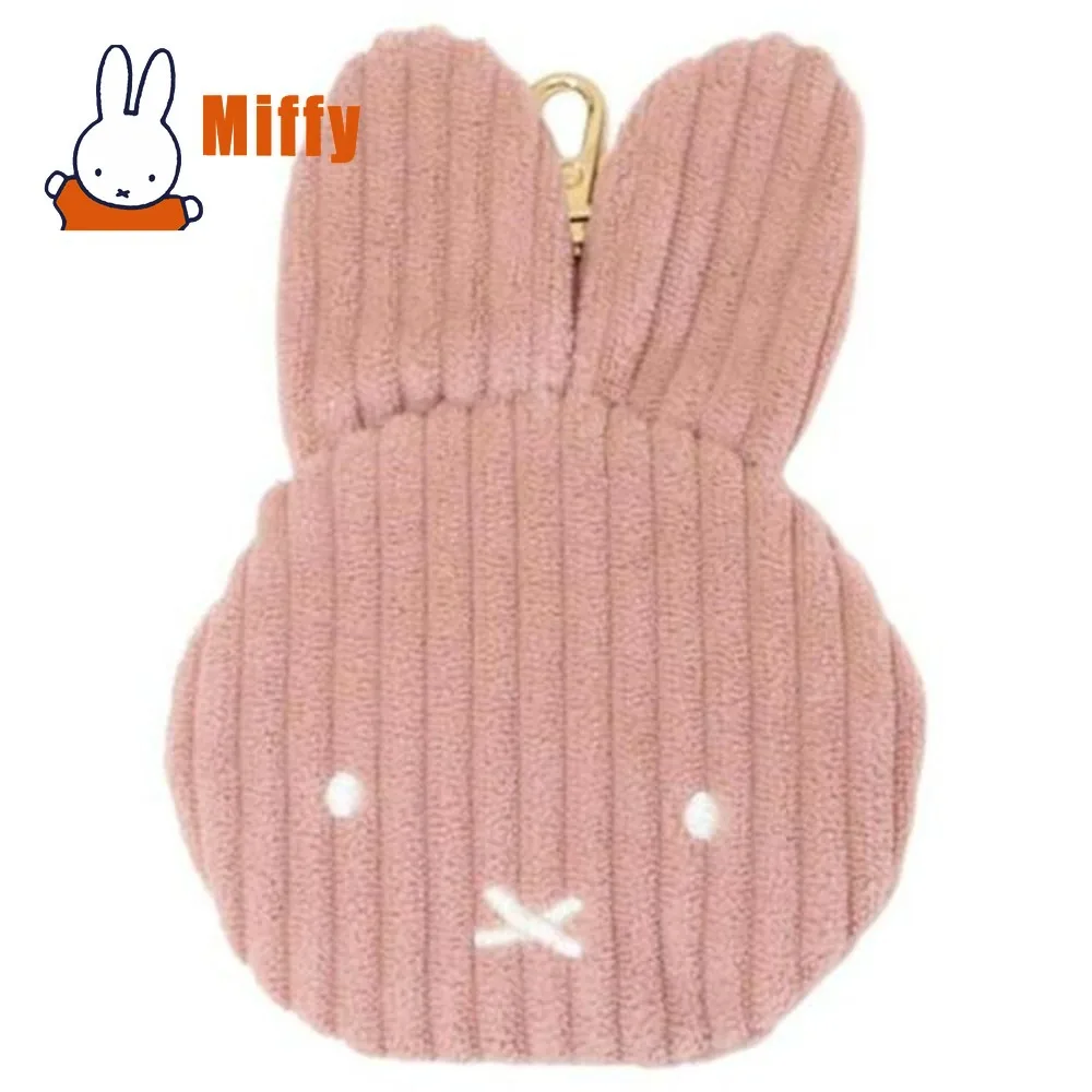 Милый кошелек для монет Miffy из вельвета с кроликом, мини-сумочка на молнии, мягкий плюшевый дизайн с ушками, портативный держатель для мелочи, подарок на каждый день
