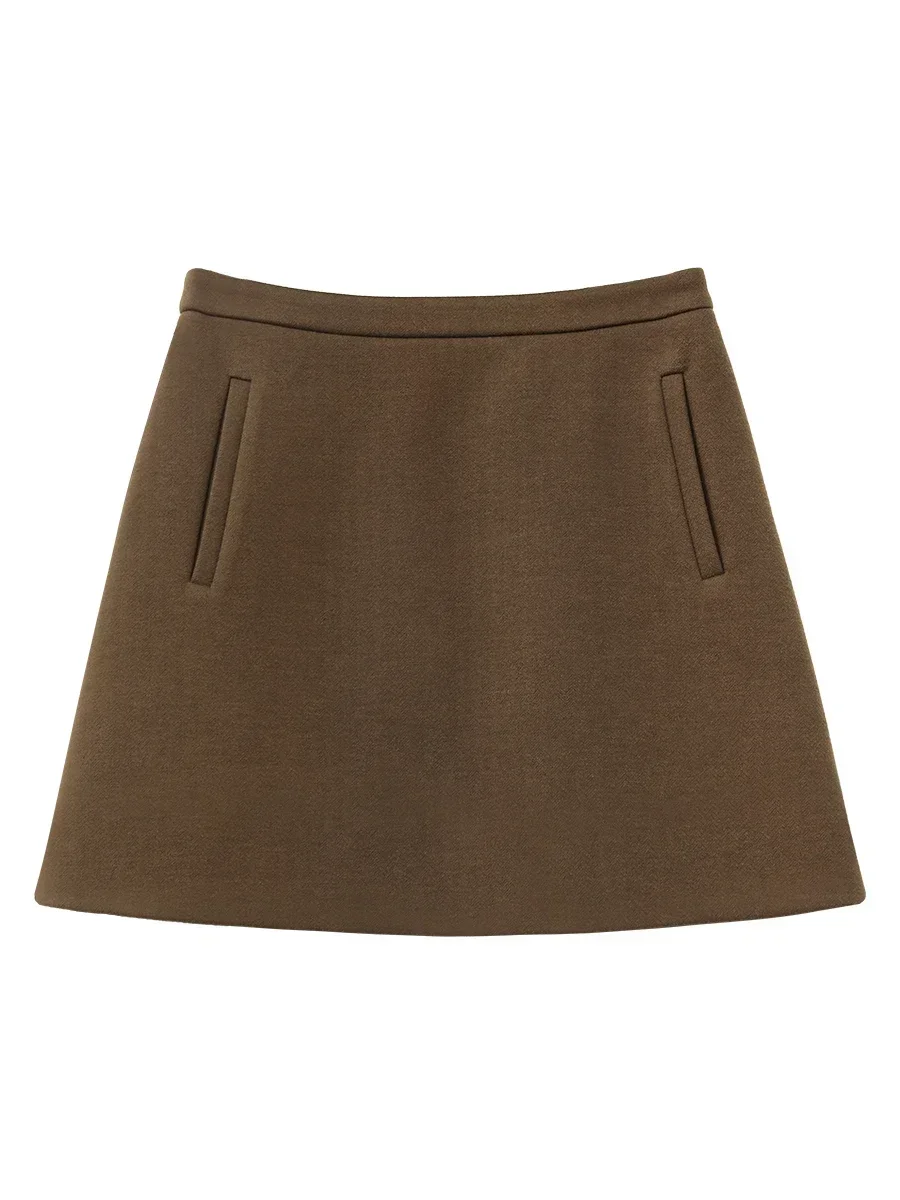 CHIC VEN Fashion Women Mini Skirts Casual High Waist Loose Solid A-line Female Short Skirt Streetwear Autumn Winter 2024