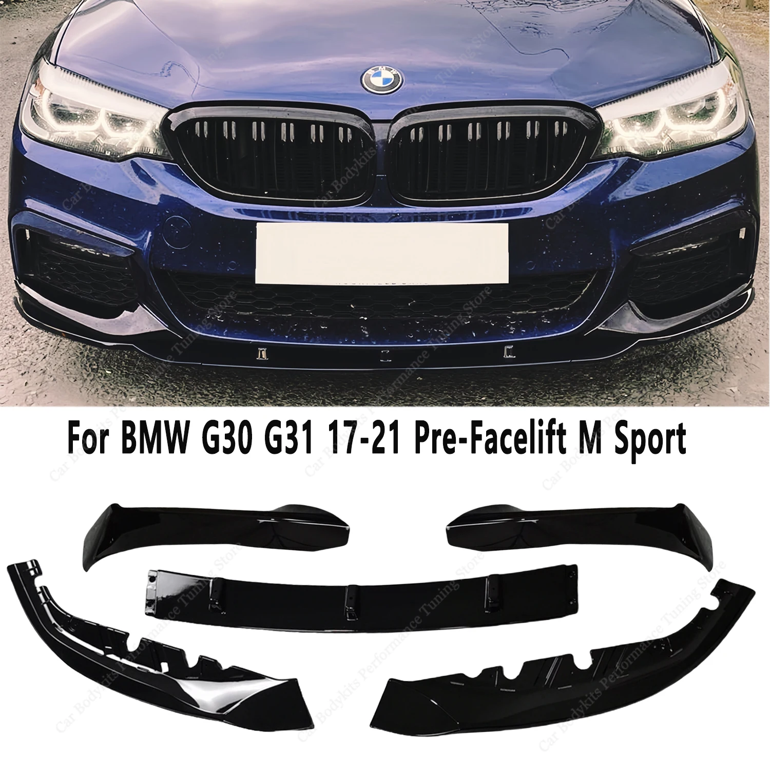 For Bmw G30 G31 Pre-Lci M Sport MP Style Front Bumper Lip Spoiler Splitter Diffuser Canards 530i 530d 530e M550i 17-20 Tuning