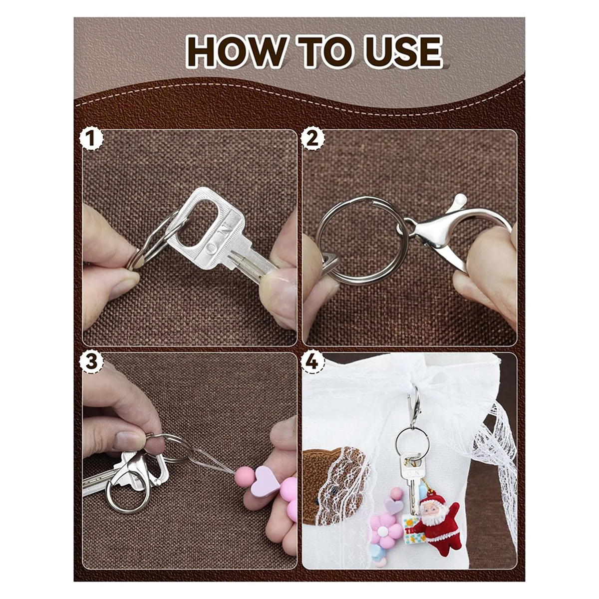 مجموعة صنع سلسلة المفاتيح ABQR - مشبك سلسلة مفاتيح مع حلقة مفاتيح، خطاف دوار، حلقة قفز وسلسلة موسع للحرف اليدوية، مشاريع DIY