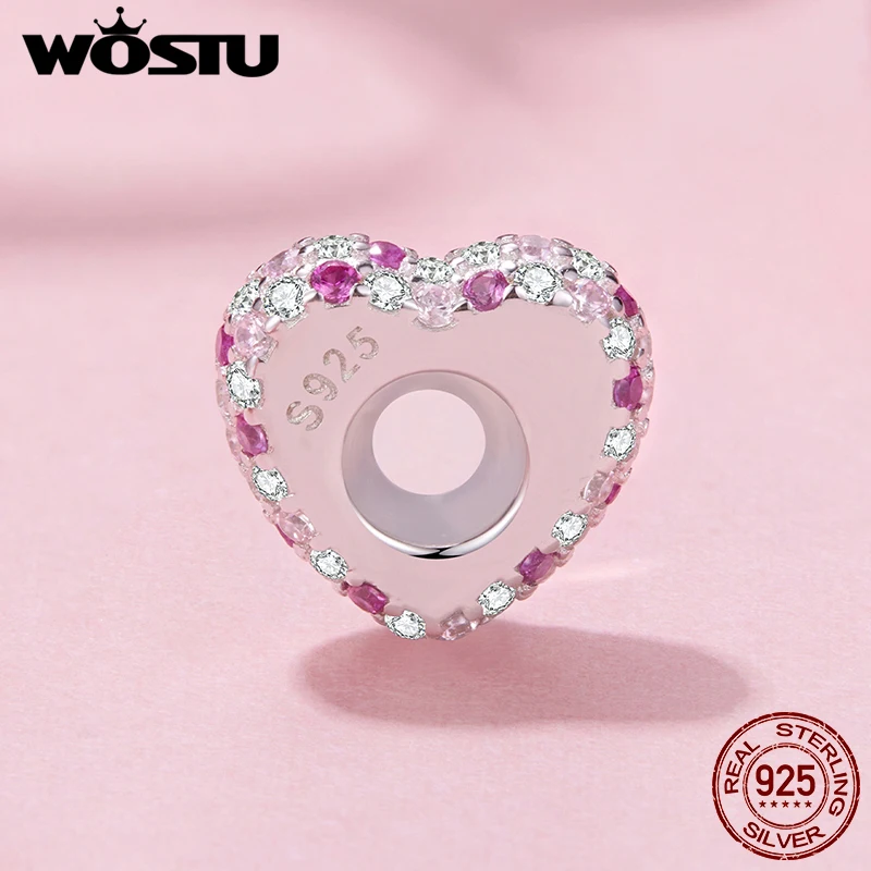 WOSTU 925 الفضة الشكر الملونة تركيا قلادة سحر القلب سيليكون خزر عازل صالح لصنع سوار هدية فريدة من نوعها DIY