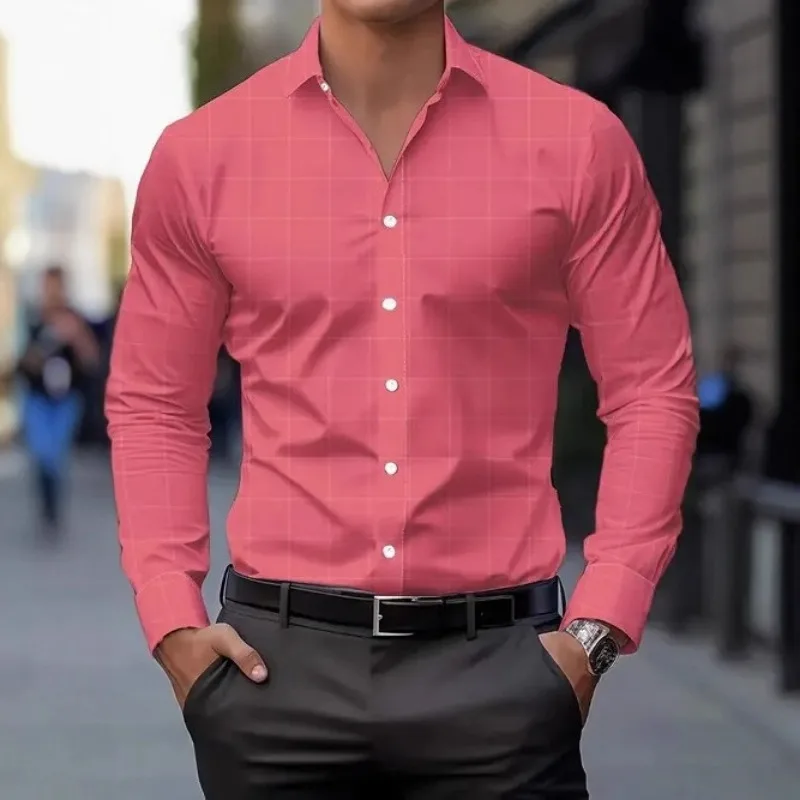 

Men's Slim Fit Plaid Dress Shirt Long Sleeve Casual Business Button Down Shirt