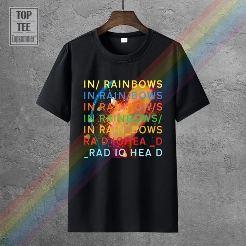 Camiseta negra de Radiohead In Rainbows para hombre, ropa de algodón, a la moda, Normal, talla S-3Xl