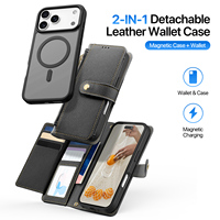 DUX DUCIS 2in1 Magnetic Detachable Wallet Folio Case for iPhone 17 Pro Max/17 Air/16plus 15Leather Cover with Card Slots & Clasp