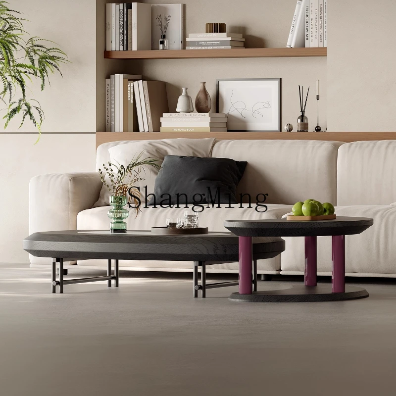 

ZYY home retro luxury stone special-shaped coffee table living room home wabi sandy wind creative black coffee table