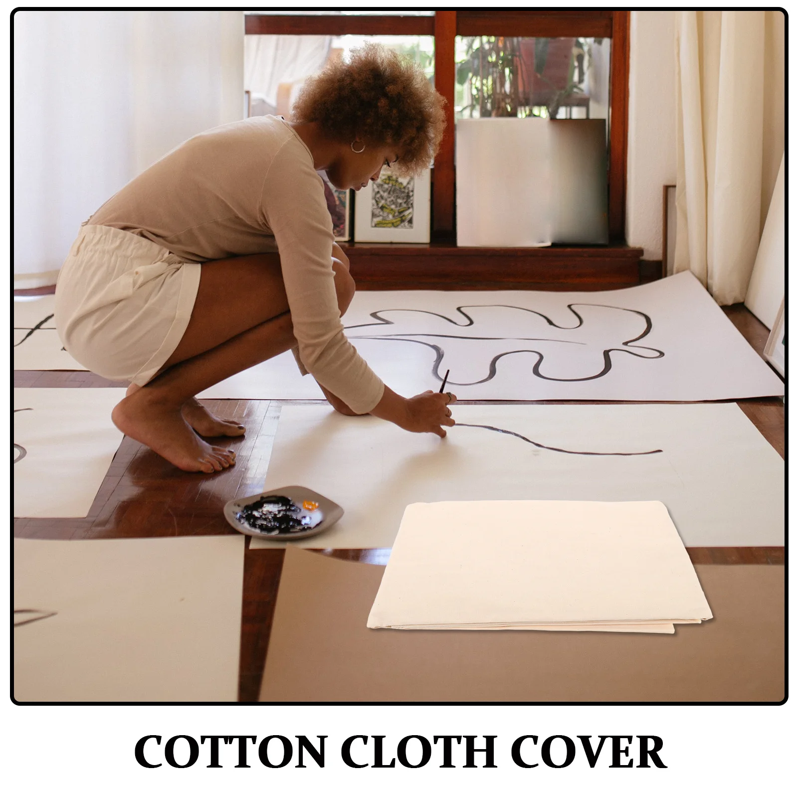 غطاء قماش قطني مضاد للغبار كبير وقابل للغسل وقابل لإعادة الاستخدام لحماية الأثاث الأرضي وأوراق الطلاء قماش القماش القطري