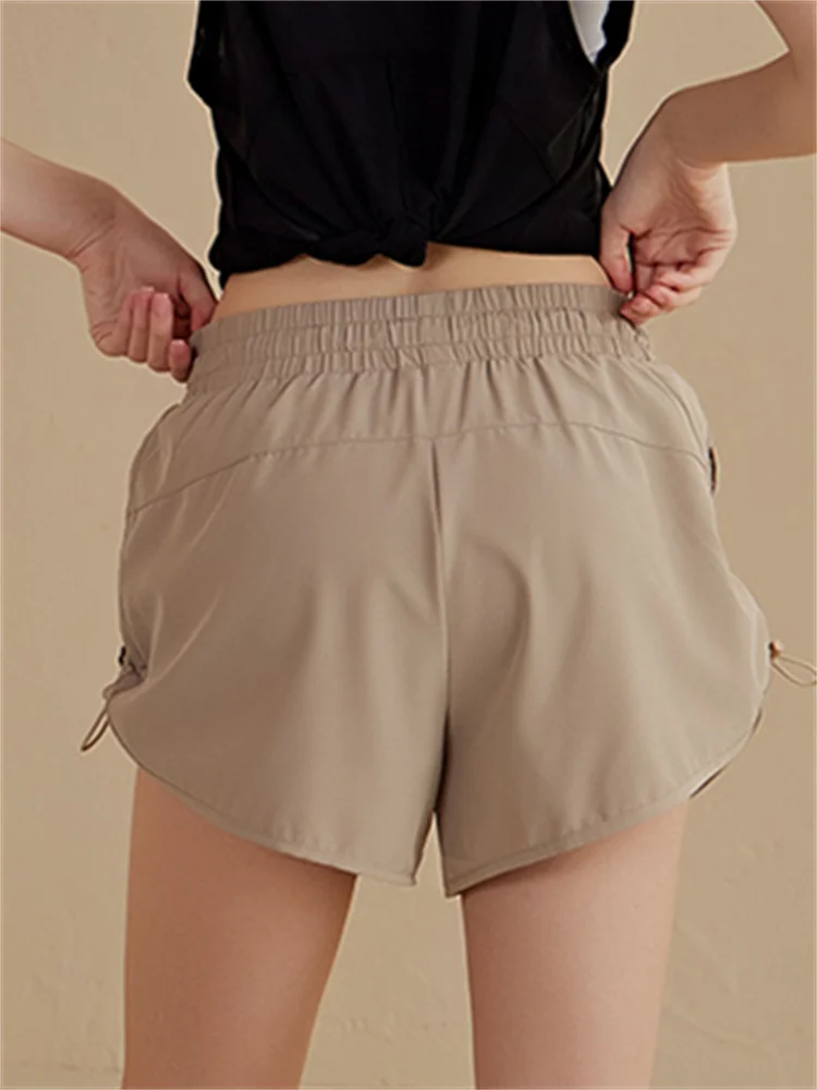 Damen-Sport-Shorts, Anti-Licht, zum Laufen, Yoga, Fitness, T-Shirt, Viertellange Hose, Oberbekleidung, lockere, schnelltrocknende Hose mit hoher Taille