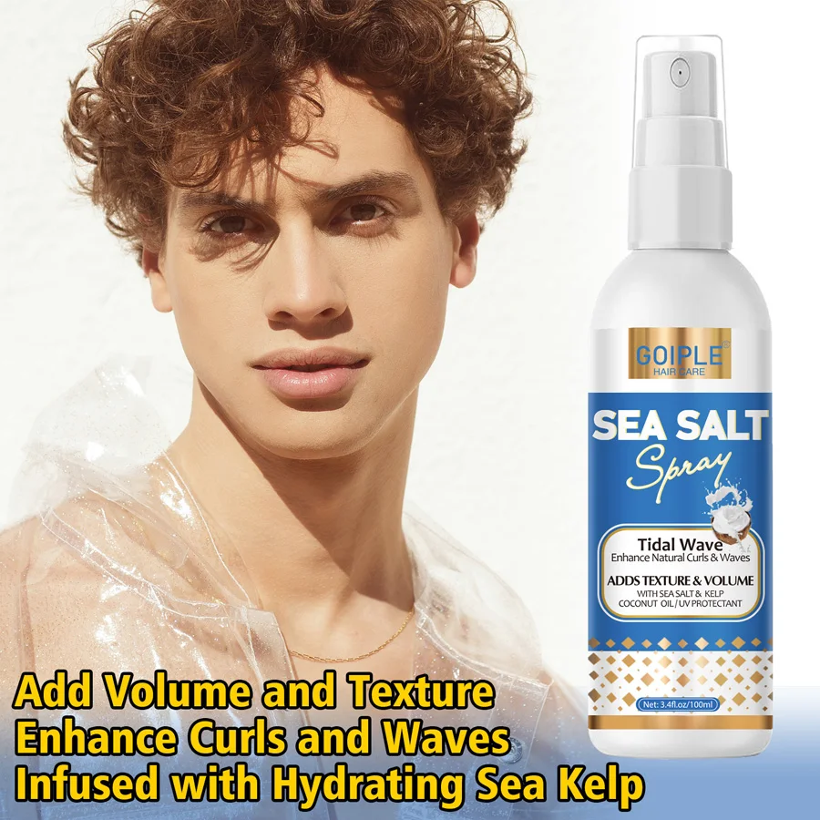Men Beach Hair Styling Kit Moisturizing Defining Sea Salt Spray Increase Hair Thickness and Volume Fluffy Styling Powder & Brush