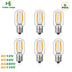 빈티지 저전압 LED 전구, T20 관형 필라멘트 전구, DC 12V, 24V, AC 220V, E12, E14, RVs 해양 조명 야외 미니 튜부 전구