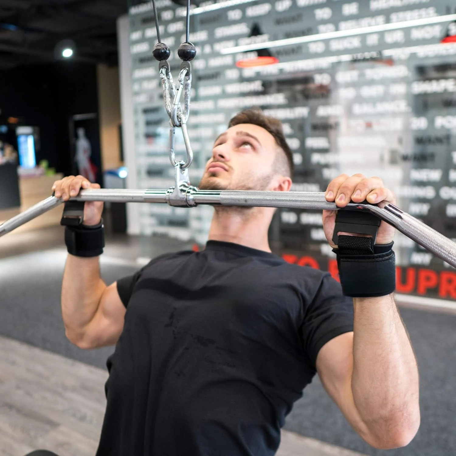 Gants Deadlift et coussinets de poignée dermatin, entraînement de puissance de gymnastique, crochets de poignet d\'haltérophilie, sangles pour un