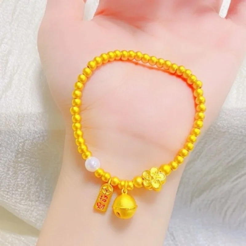 

Gift Exquisite Design Attracting Wealth Small Bell New Ancient Fasha Gold Peach Blossom Bracelet Girls' Accessories New 2024