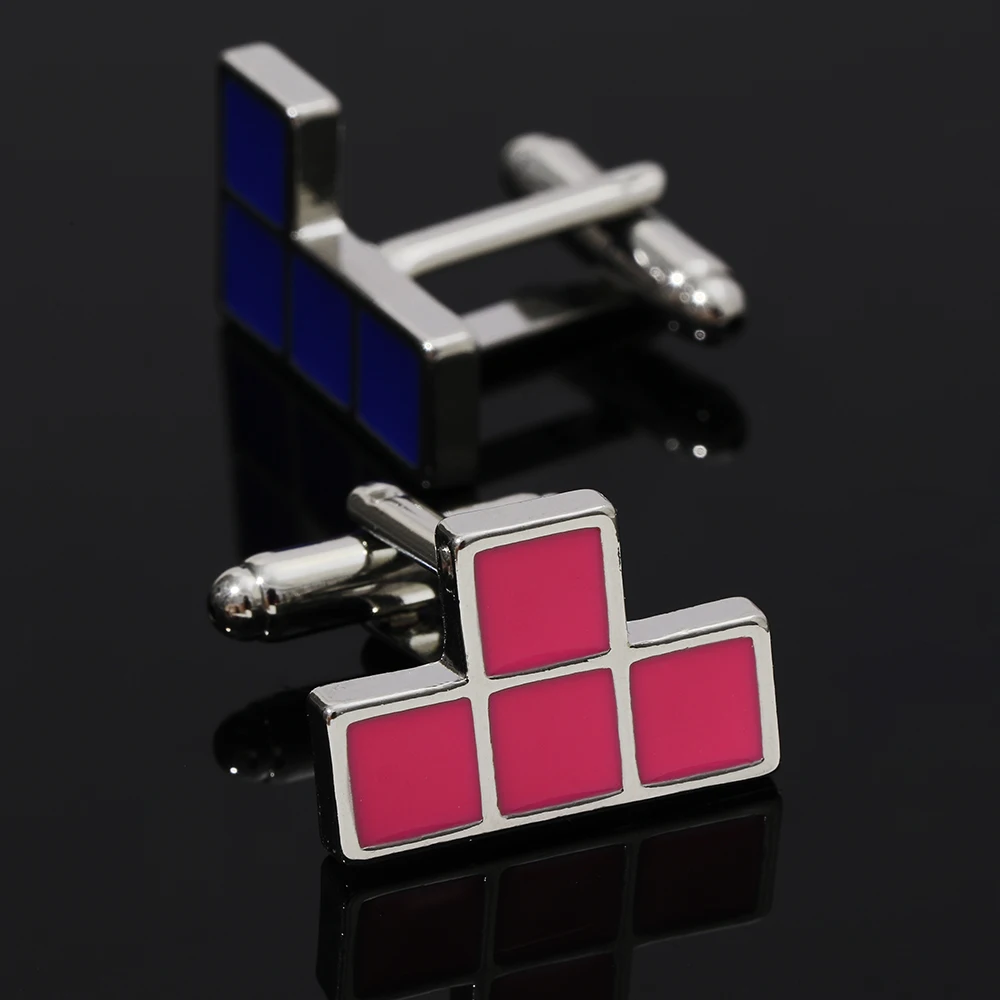 Wholesale New Mens Cufflinks Pink Enamel Game Cuff Links Blue Ricky Teewee Sleeve Button For Boys Shirt Suit Tuxedo Party Gift