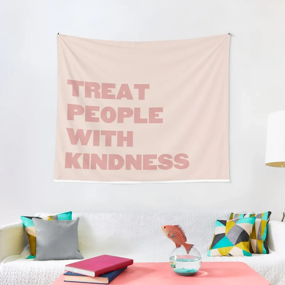 Treat People With Kindness Pink Tapestry Bedroom Decorations Aesthetic Room Decor Wallpaper Bedroom Tapestry