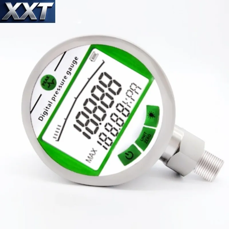 Multi Accuracy Digital Pressure Testing Instrument 80mm Stainless Steel Dial LCD For Water Oil Monitoring