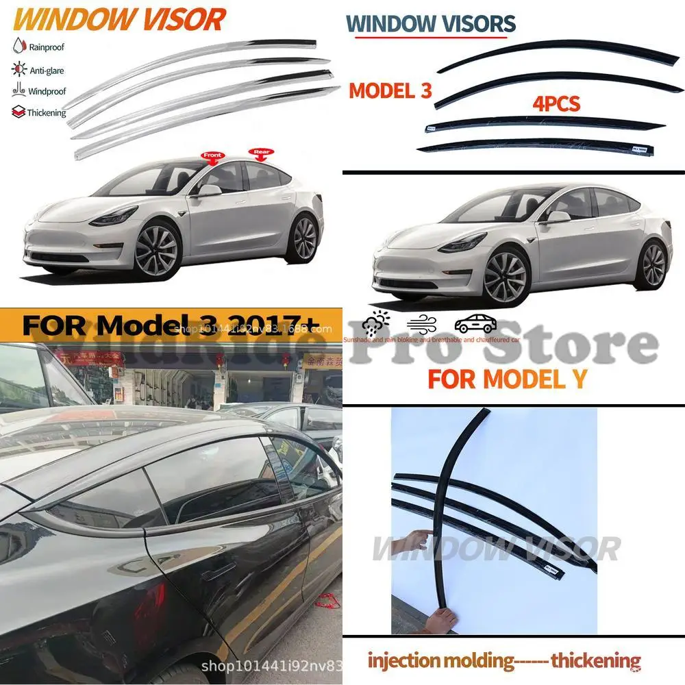 

1 set For Tesla Model 3 Rain Visor Modification Decorative Acrylic Windshield Rain Shield Rain Deflector