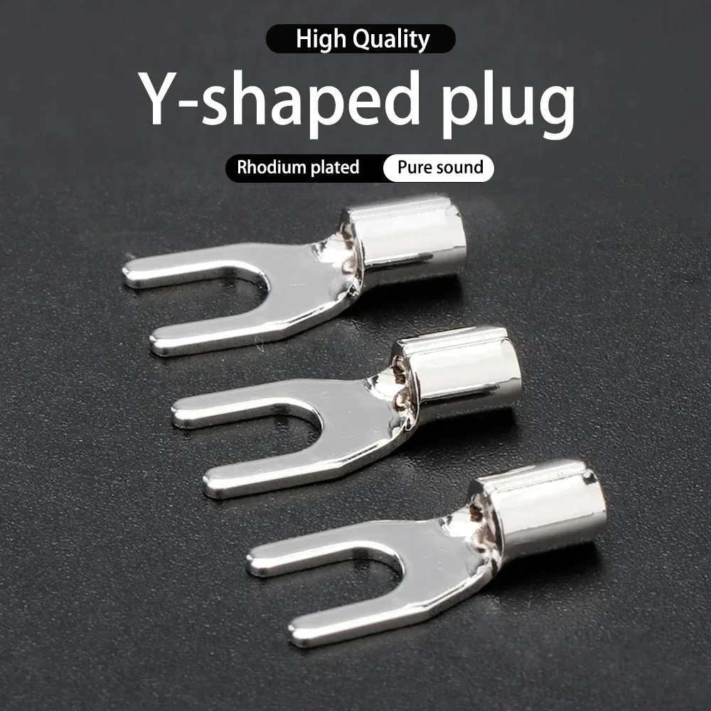 4Pcs Professional Rhodium Over Brass Speaker Plugs - Includes Spade Lugs & Banana Jacks for Amp Connections VP201R And VP202R