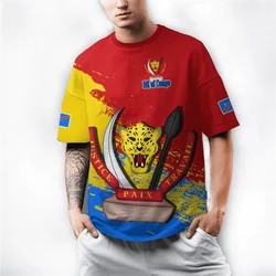 Harajuku 3D Print Republic-of The Congo Map T Shirt Congo Emblem Graphic Tee Shirts Men Fashion Short Sleeves Mens Clothing Tees