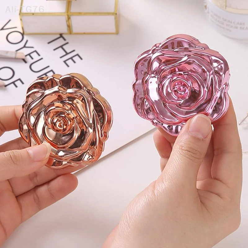 Mini espejo portátil con flor de rosa retro, espejo de maquillaje de bolsillo compacto de doble cara, herramienta de belleza cosmética para regalo de espejo de mano
