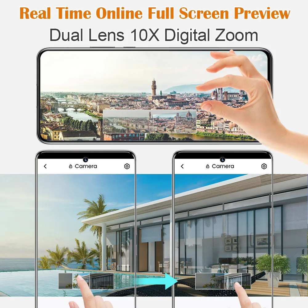 8MP 4K Dual Lens 180° Wide View Angle Panoramic Outdoor WIFI Camera Fixed AI Human Detection Night Vision CCTV Security IP Cam