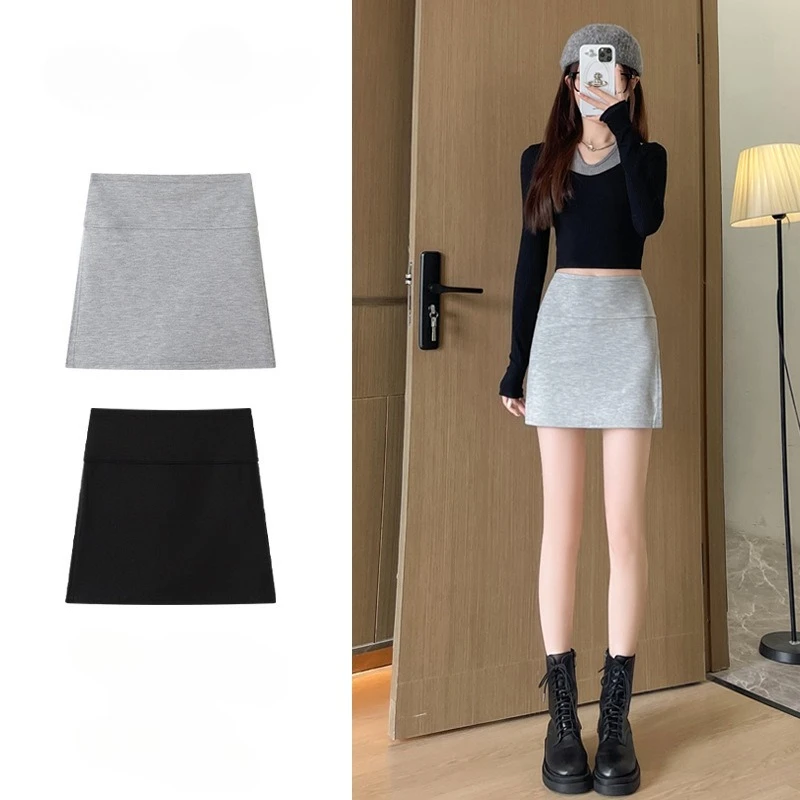 

Short Skirt Women's Spring and Summer New High Waisted Spicy Girl American Retro Sports A-line Anti Glare Split One Step Skirt