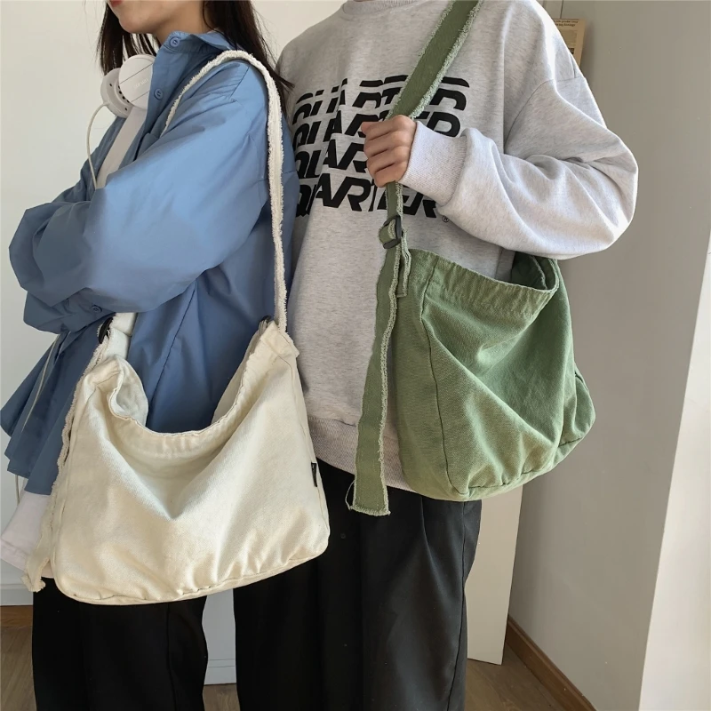 Aesthetic Shoulder Bag for Women Student Book Bag Casual Bag Canvas Crossbody Bag Large Capacity Bag