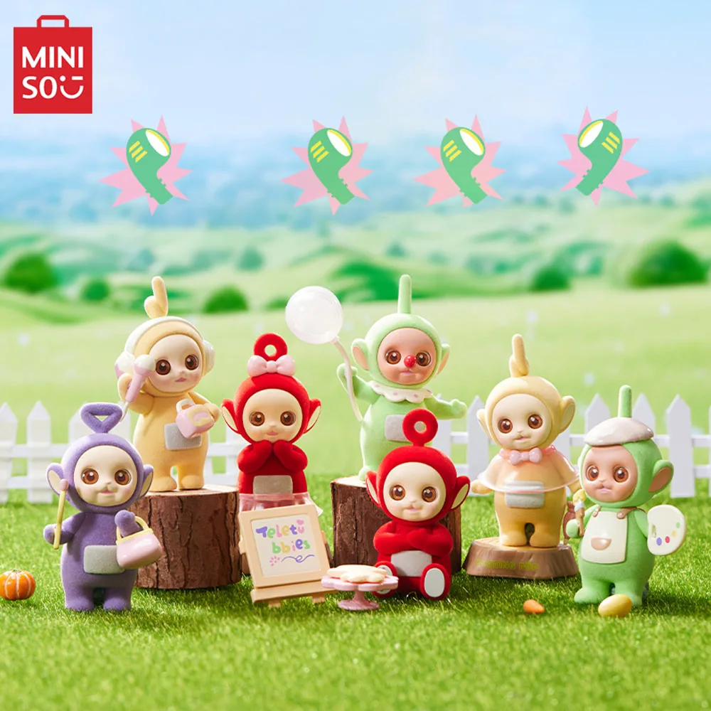 MINISO Teletubisie Figurki Anime Seria Prezentacja Model Lalka Zabawki Kreskówka Kawaii Śliczne Ozdoby Na Pulpit Dekoracja Dziewczyna Prezent