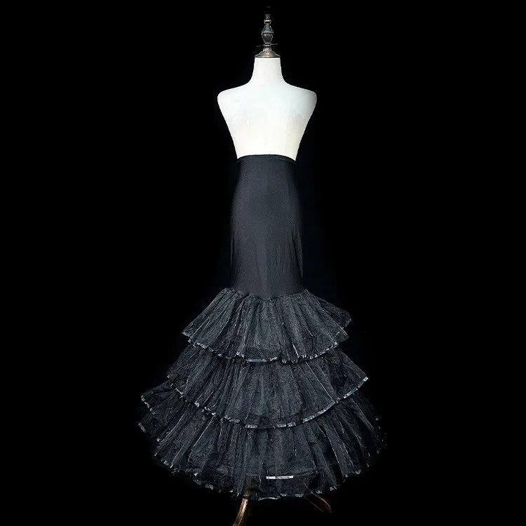 

Slip Dress Lengthened Extra Large Bridal Wedding Dress Performance Fishtail Yarn Crinoline Black