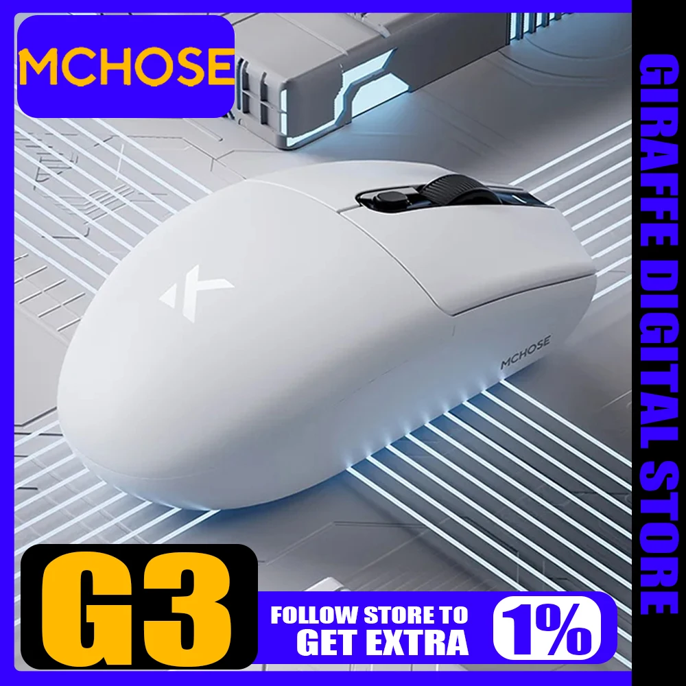 New Mchose G3 Wireless Mouse PAW3395 8K Tri Mode Low latency Bluetooth Gaming Mouse Custom Lightweight PC Office Gamer Accessory