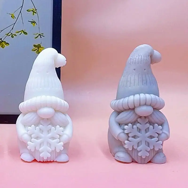 NEW Dwarf Christmas Tree Candle Moulds Hold Snowflake Santa Claus Gypsum Soap Silicone Molds Human Chocolate Gift Party Decor