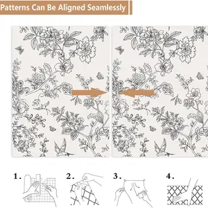 Duvar kağıdı, gri çiçek, kuşlar, kabuklar ve kağıt tabakalarını temastan yapıştırma, çıkarılabilir, kendinden yapışkanlı duvar dolapları, dekoratif duvar kağıdı, bitki için en çok satılan 8 ürün-no. 4