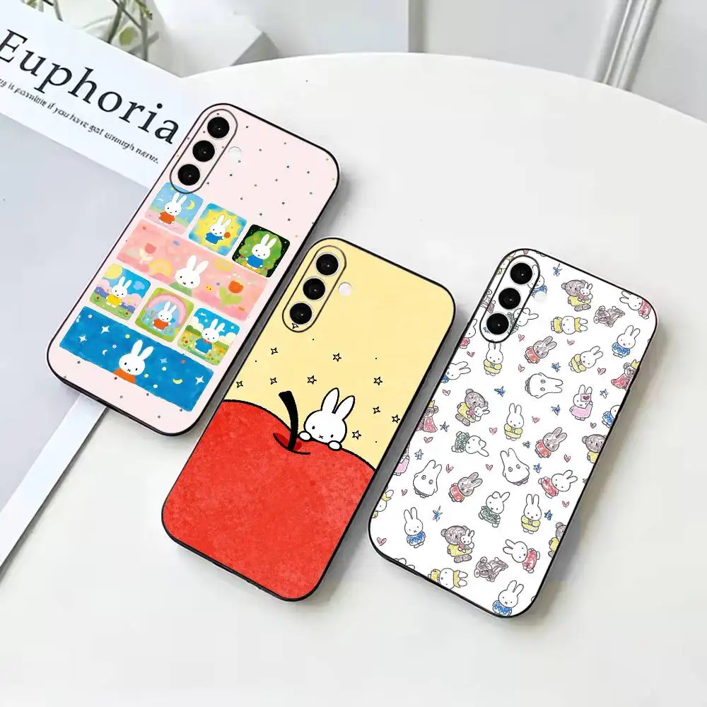 Cute M-Miffy Rabbit Kawaii  Black Soft Case for Samsung Galaxy A73 72 71 70 53 52 A1 Others Cover