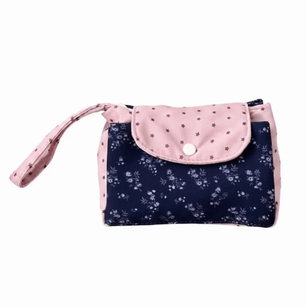 

Purple Print Floral Makeup Bag Star Polka Dot Double Pockets Cosmetic Pouch Large Capacity Korean Style Coin Purse Teenage Girls