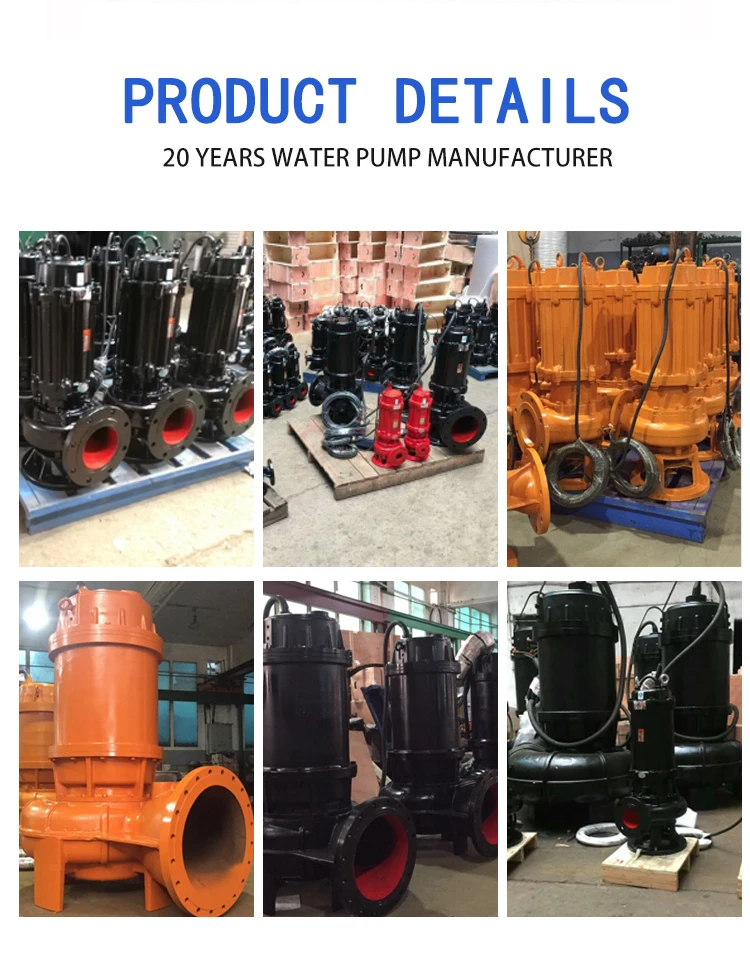 Wqd Series 0.75kw 220v Sewage Suction Pump Stainless Steel Submersible Waste Sewage Pump
