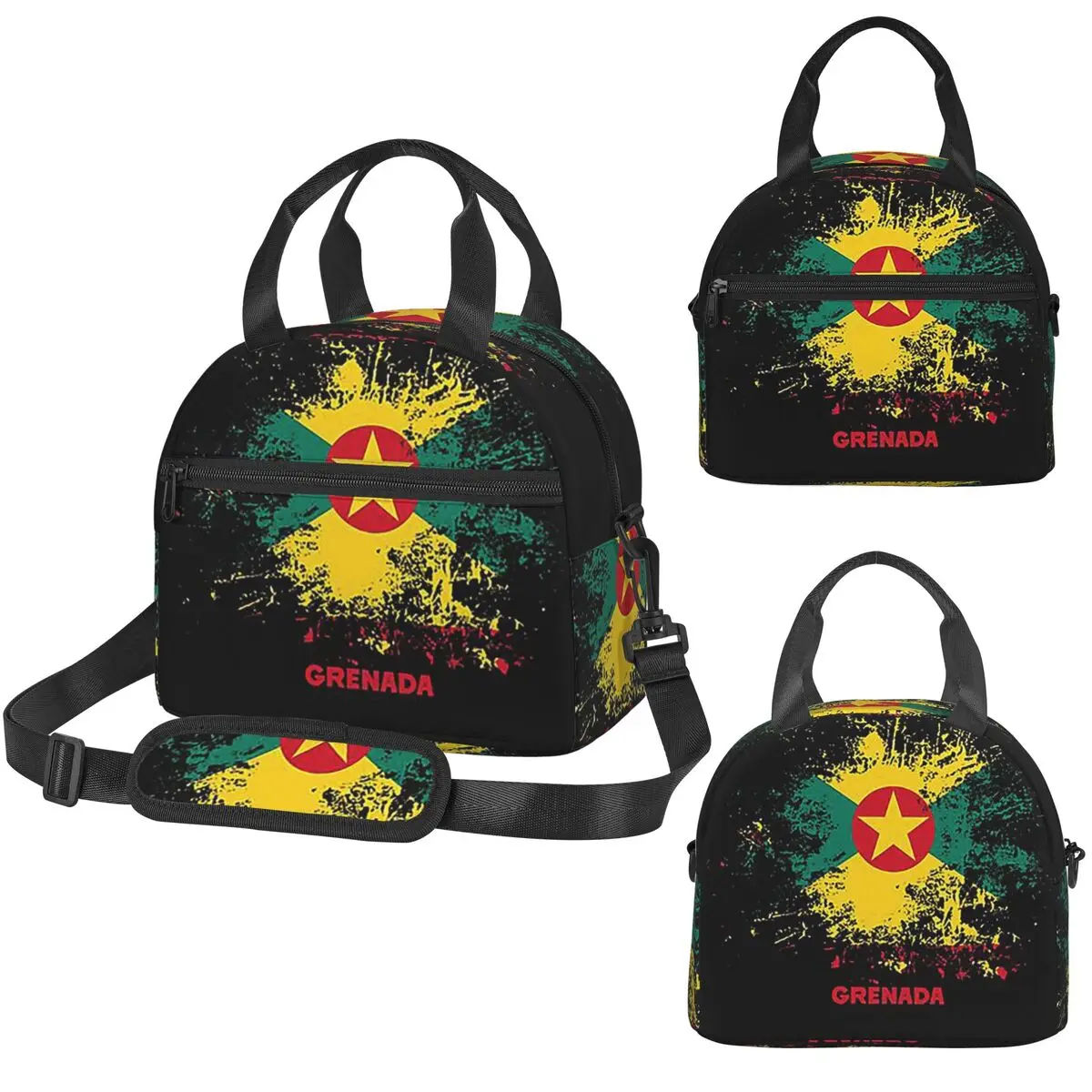 

Термосумка для обедов с изображением флага Гренады, акварельный рисунок, для женщин, офисная термосумка-холодильник, сумка-тоут для обедов