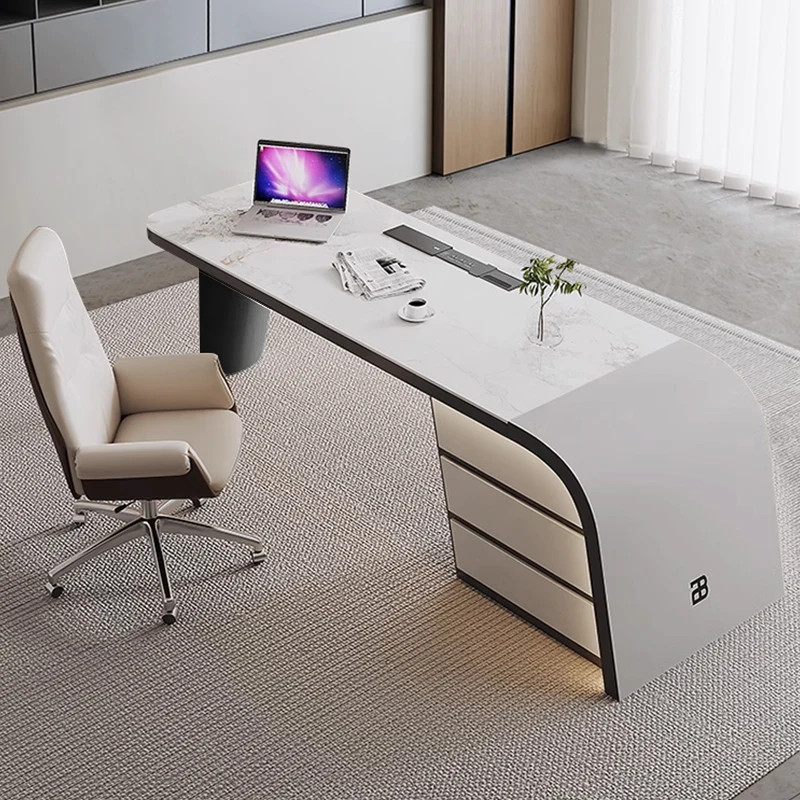 Designer Desktop Office Desk Hutch Storage Big Organizer White Computer Desks Drawers Luxury Mesa Para Computador Furniture - Image 4