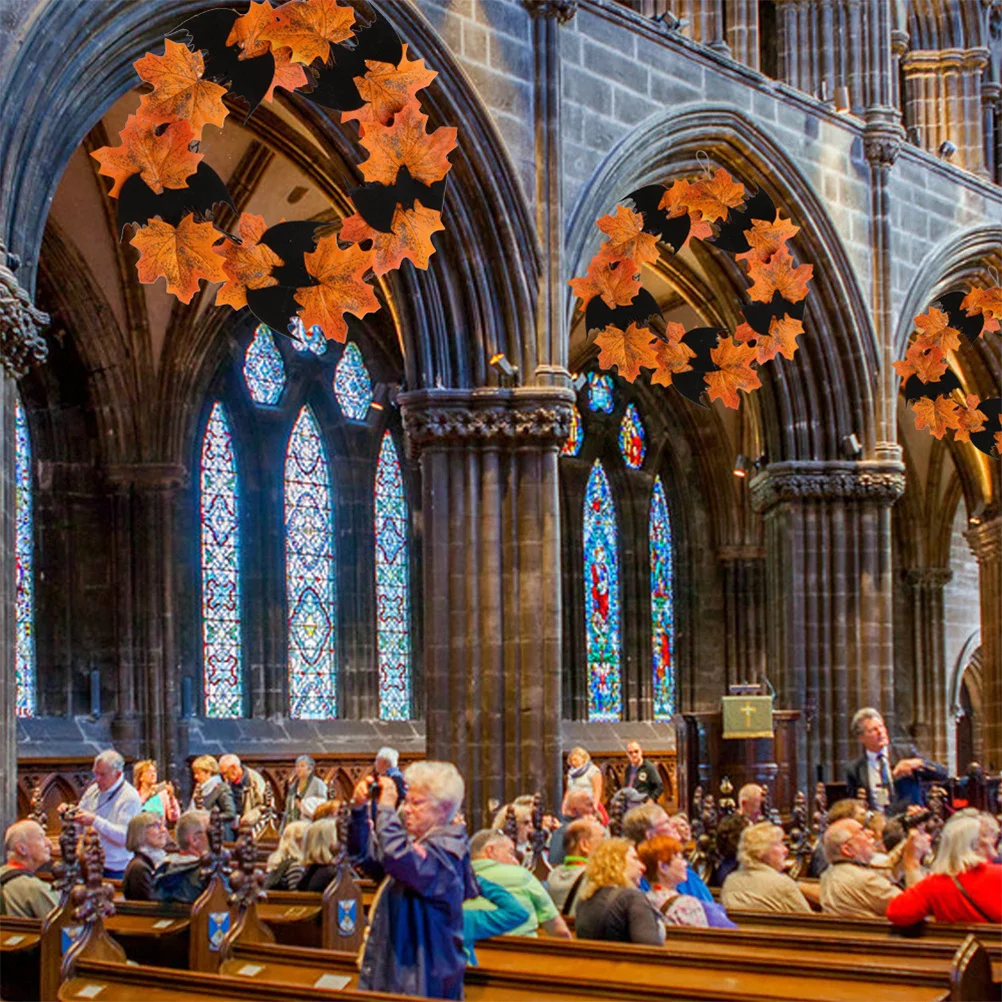 

Bat Wreath Maple Leaf Halloween Door Decor Ornaments Premium Material Festive Gift Home Party Halloween Door Wreath