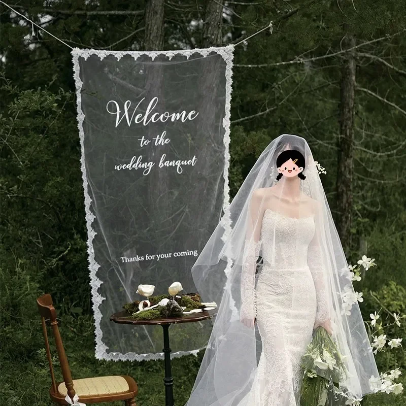 Custom Seating Chart Banner Transparent Lace Personalized Arch Sign Romantic Style Wedding Reception Party Table Layout Decor - view 5
