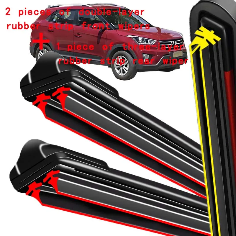 

For Hyundai Creta IX25 MK1 2014-2019 2015 2016 Wiper Front & Rear Wiper Blades Windshield Windscreen Window Brushes 24"+16"+11"