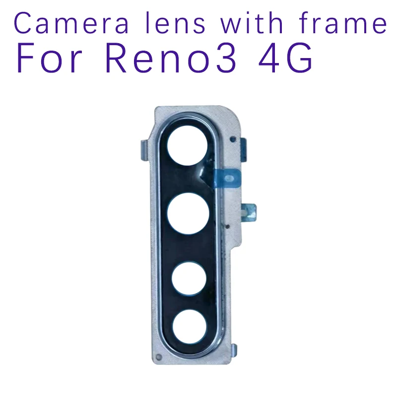 Back Camera Glass Lens Cover For OPPO Reno 3  4G  Rear Main Camera Lens Glass with Frame Parts