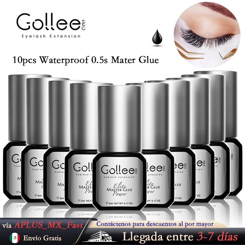 Gollee Eyelash Extension Glue 0.5s Dry Pegamento Pestañas 10PCS Waterproof with Bonder Lash Glue 15ml Eyelash Supplies Wholesale