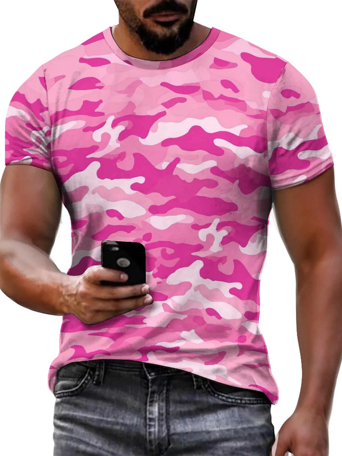 2024 New Men's 3D Graffiti Camouflage Pattern T-shirt, Casual Cool Micro Elastic Breathable T-shirt, Summer Outdoor Men's Wear