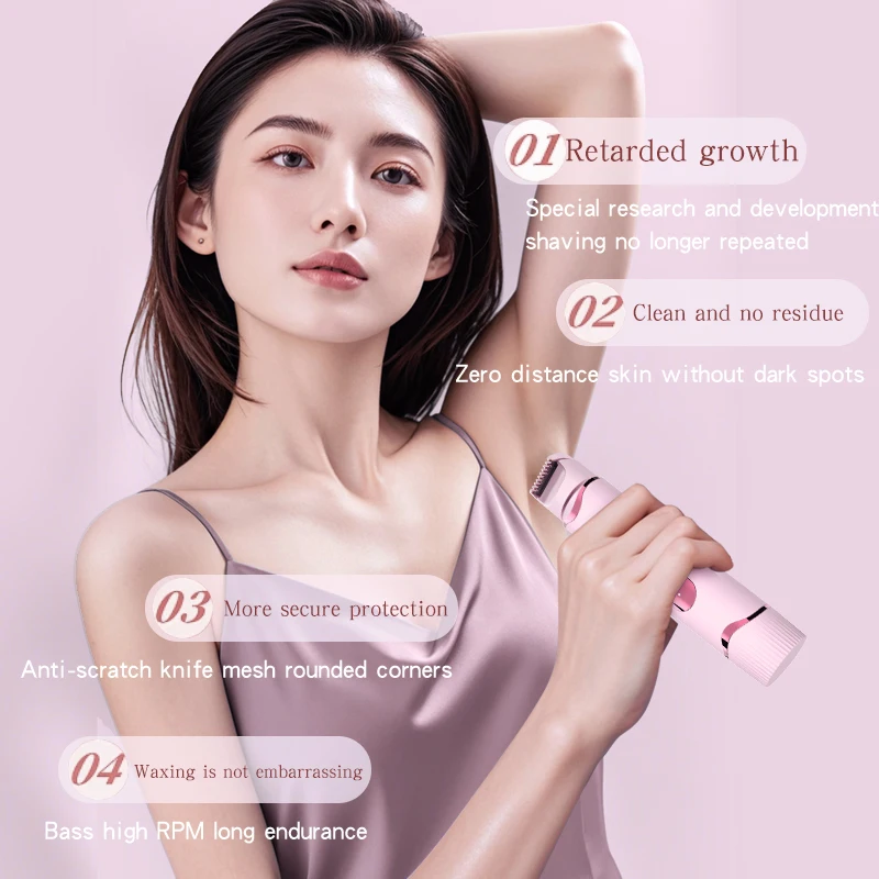 ثنائي الغرض أنثى الشعر المتقلب 2-IN-1 ماكينة حلاقة كهربائية ومقص الشعر للنساء الوجه الساق بيكيني الجسم مزيل الشعر غير مؤلم
